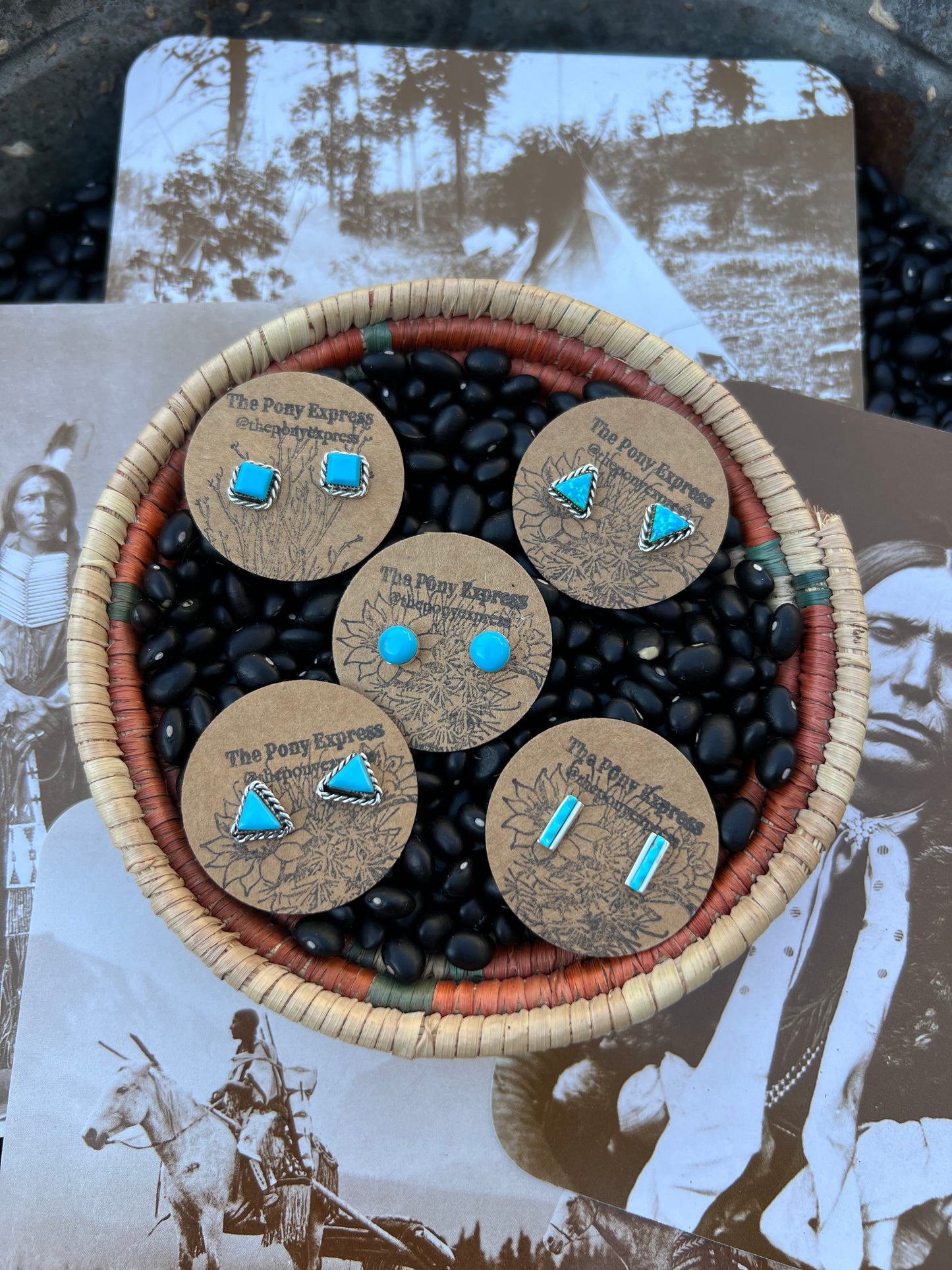 Small Turquoise Bar Studs