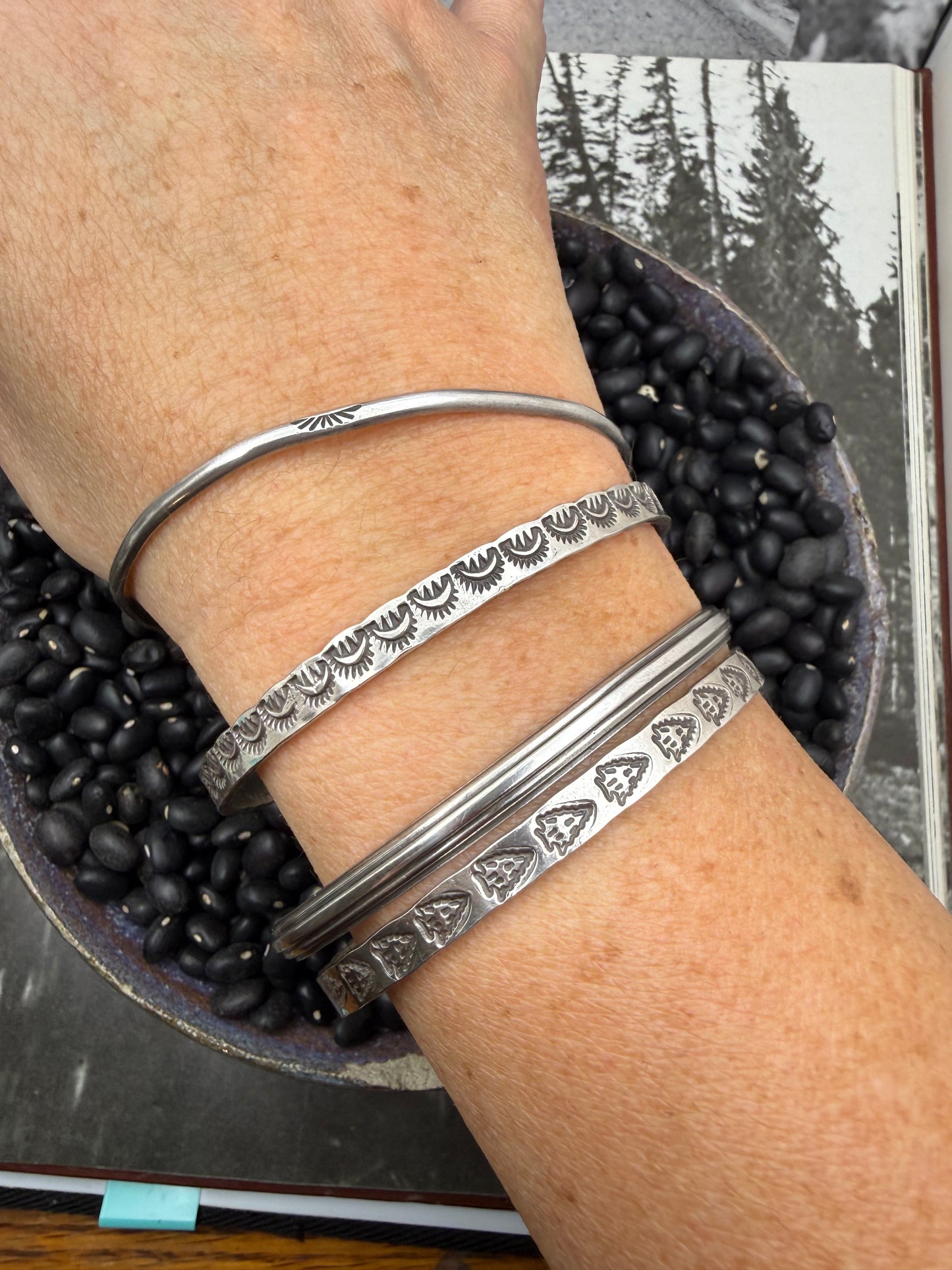 Hand Stamped Sterling Bangles