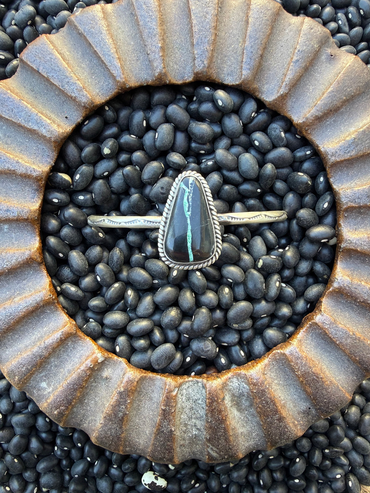 Turquoise Hand Stamped Cuff