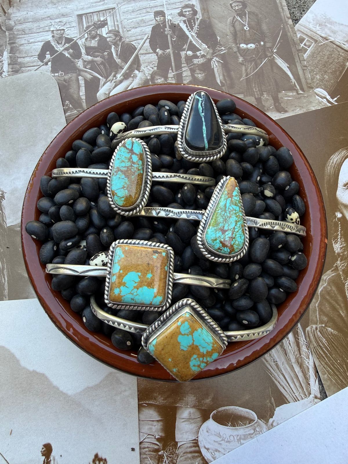 Turquoise Hand Stamped Cuff