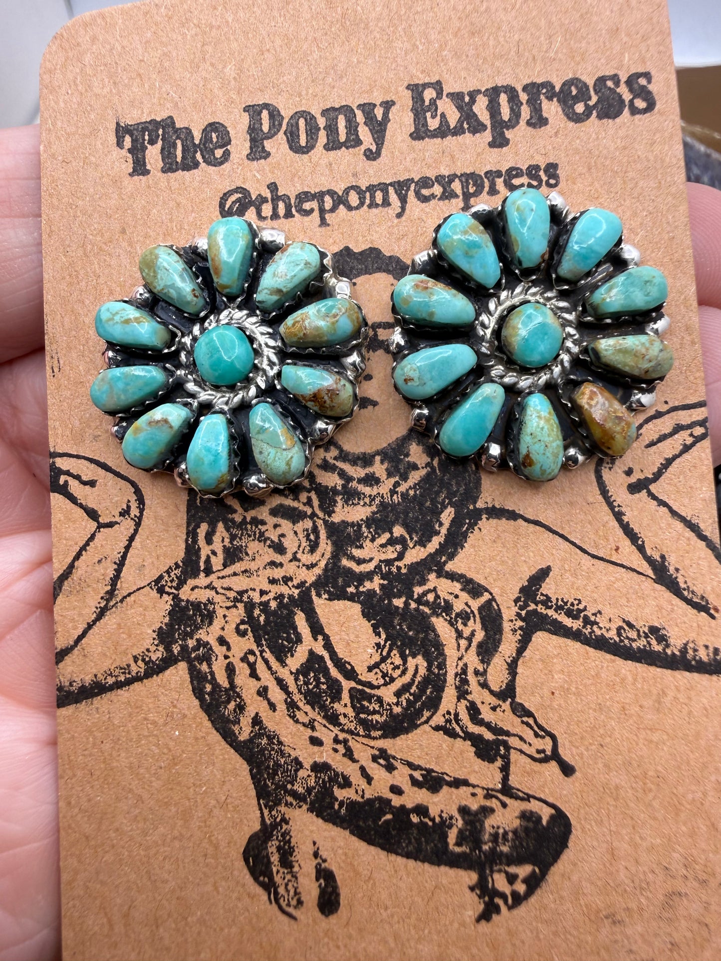Green Turquoise cluster Stud Earrings