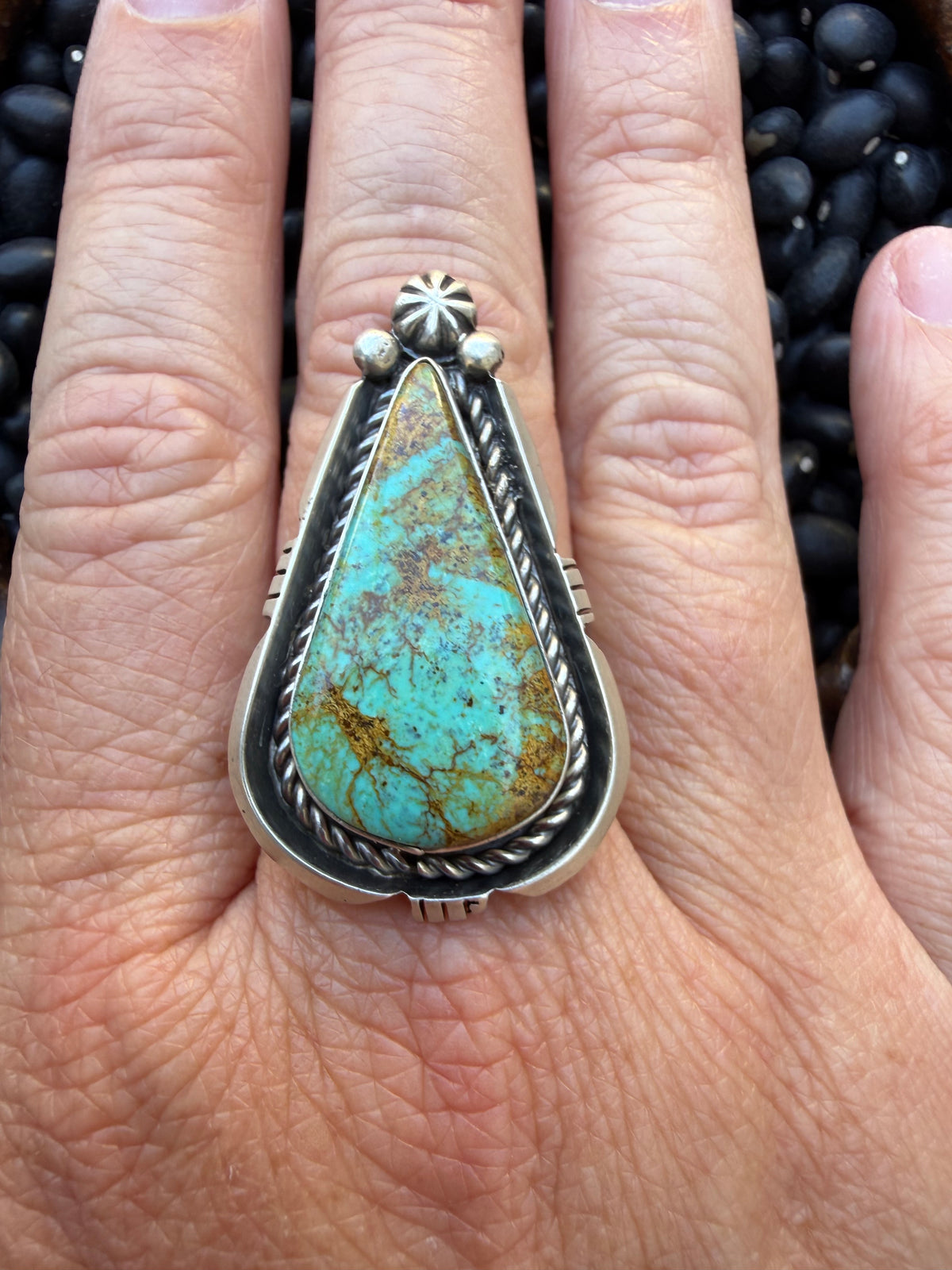 Adjustable Turquoise  Tear Drop Ring