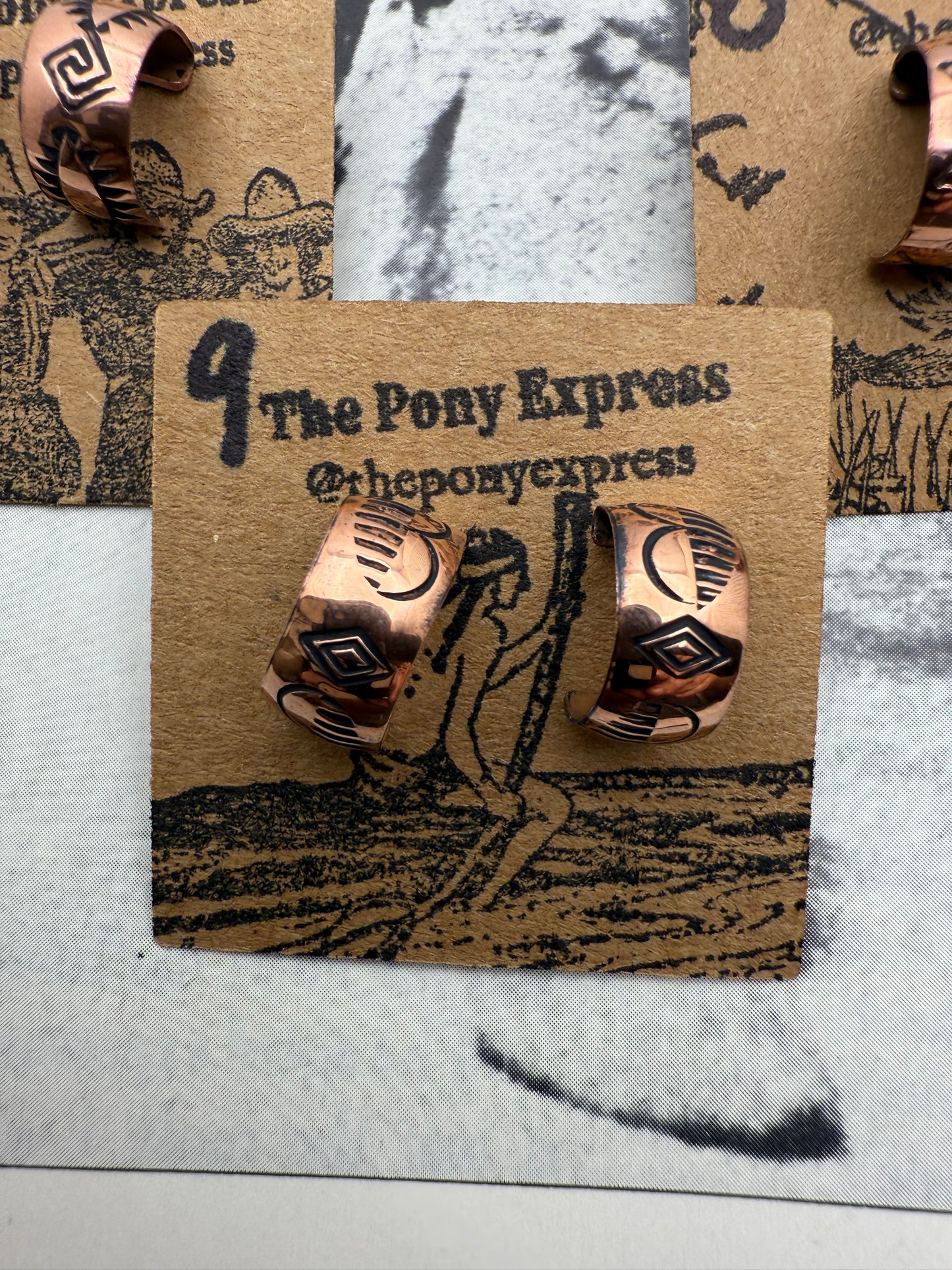 DOORBUSTER Stamped Copper Earrings and Huggies