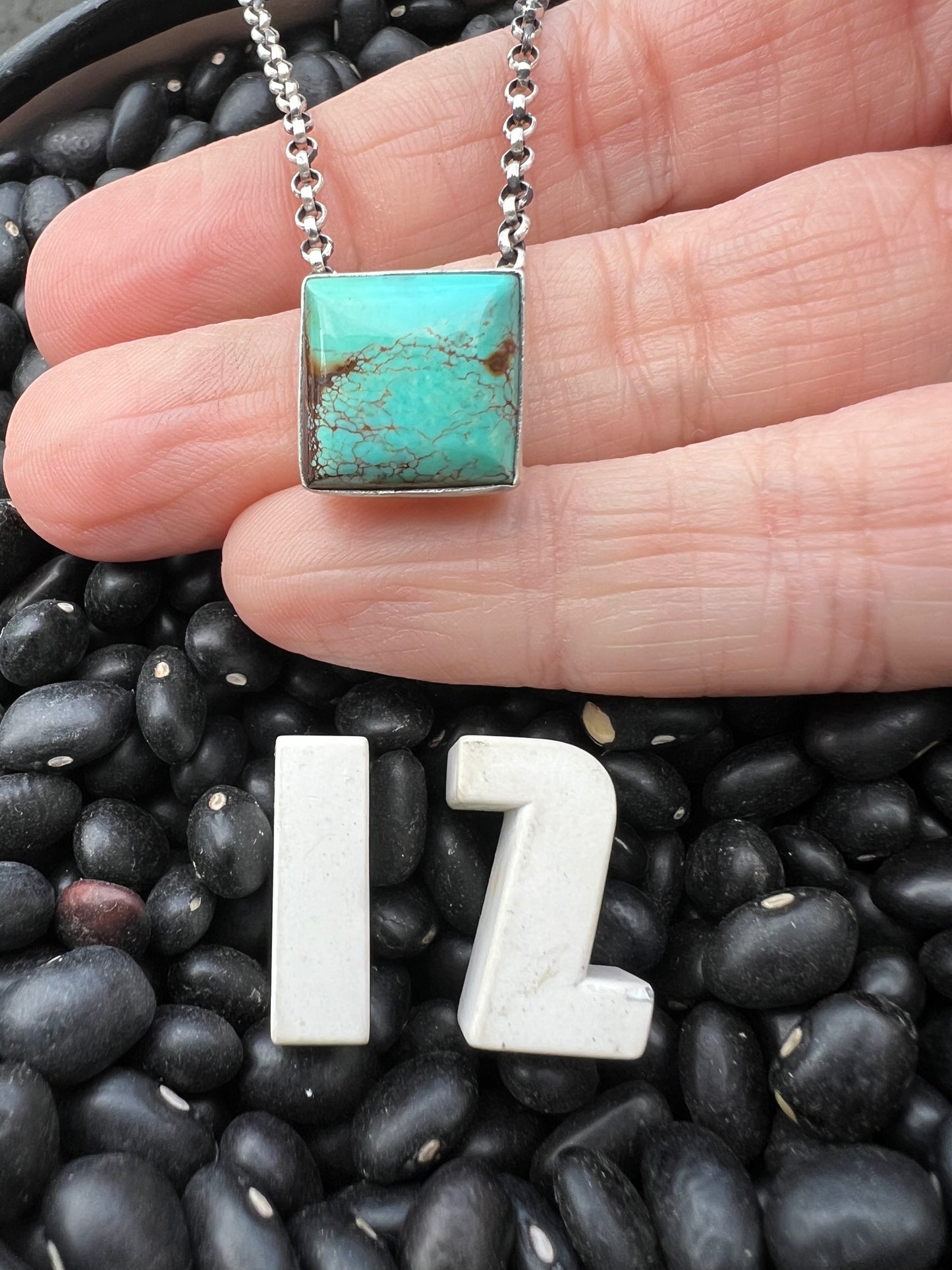 Kingman Turquoise Floating Square Necklace