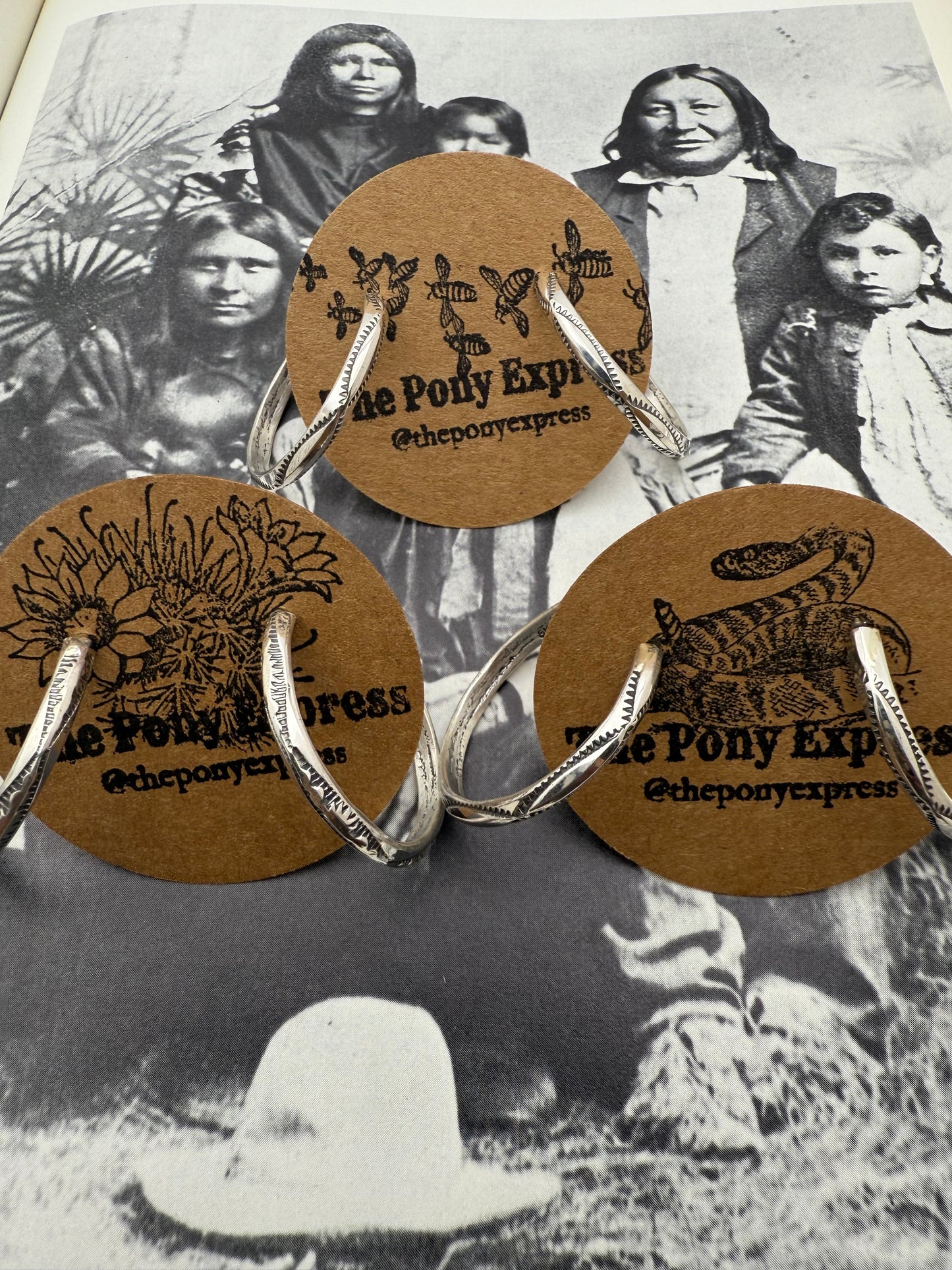 Native American Medium Hand stamped Hoops