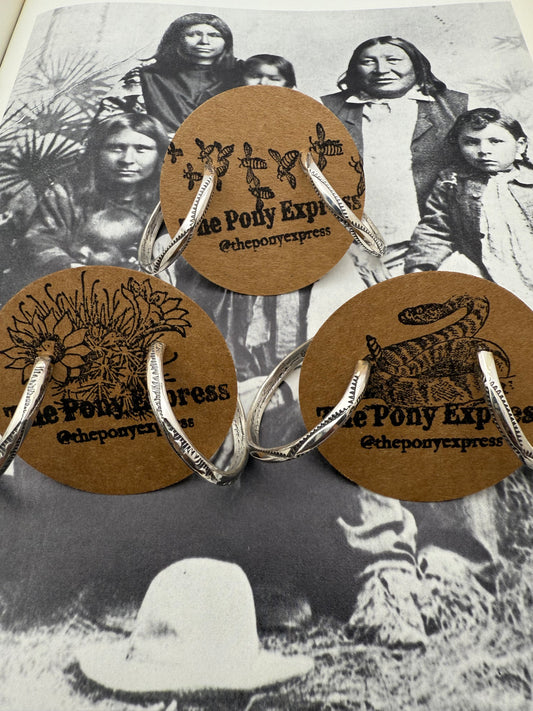 Native American Medium Hand stamped Hoops