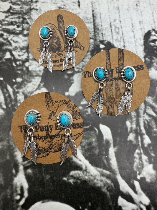 Turquoise Feather Dangles
