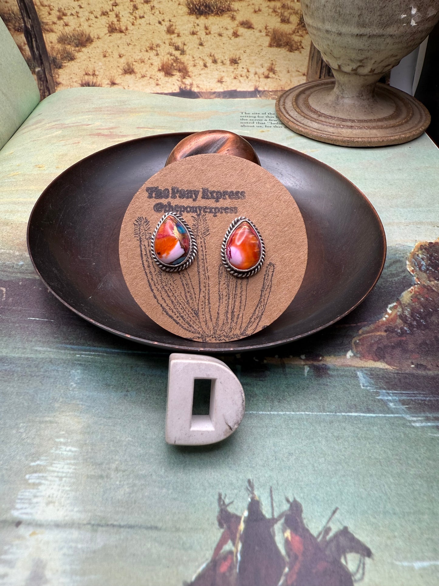 Orange Dahlia Stud Earrings