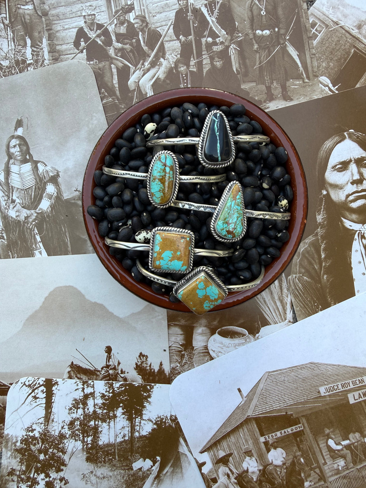 Turquoise Hand Stamped Cuff