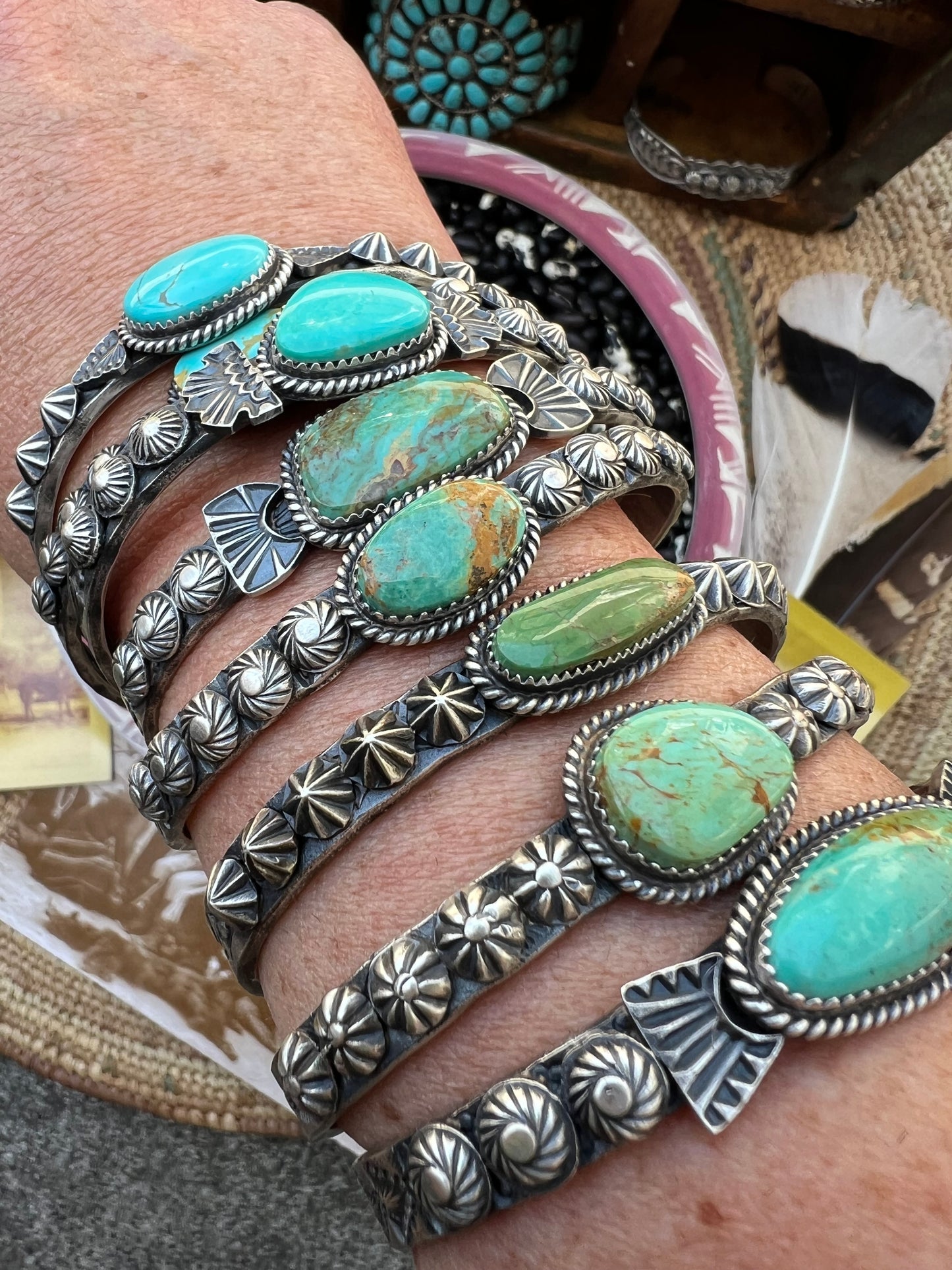 Lilah Turquoise Stamped Cuff