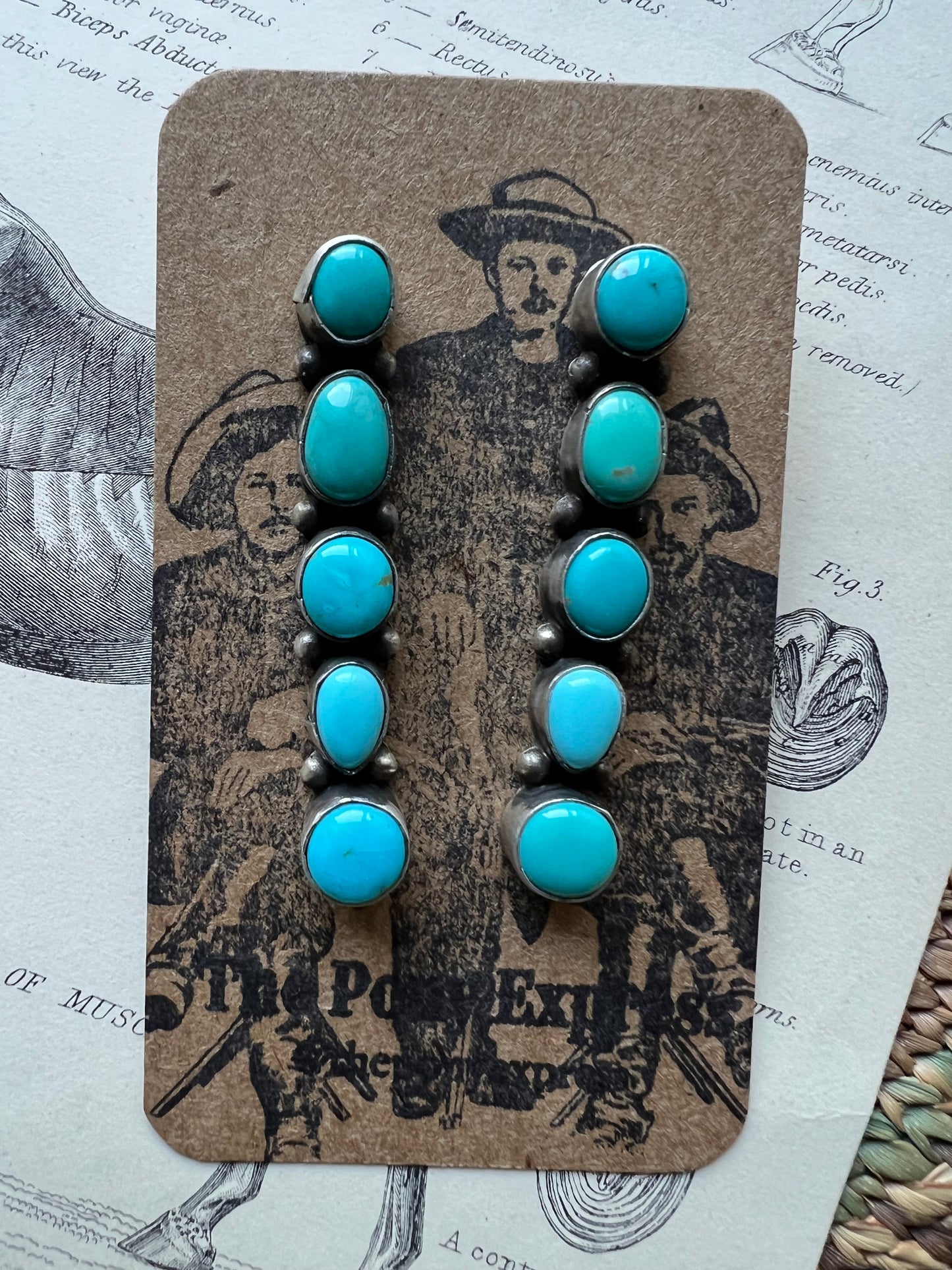 Spur 5 Stone Kingman Turquoise Earrings