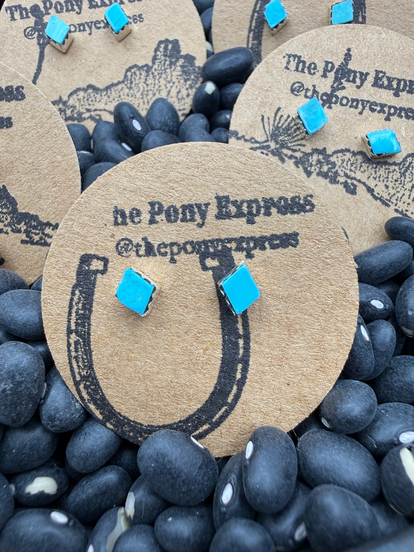 Diamond Turquoise Sawtooth Studs