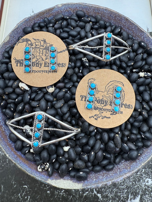 Four Stone Turquoise Bar Earrings