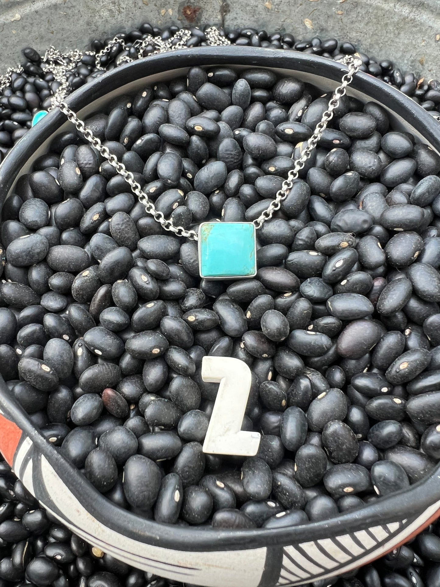 Kingman Turquoise Floating Square Necklace