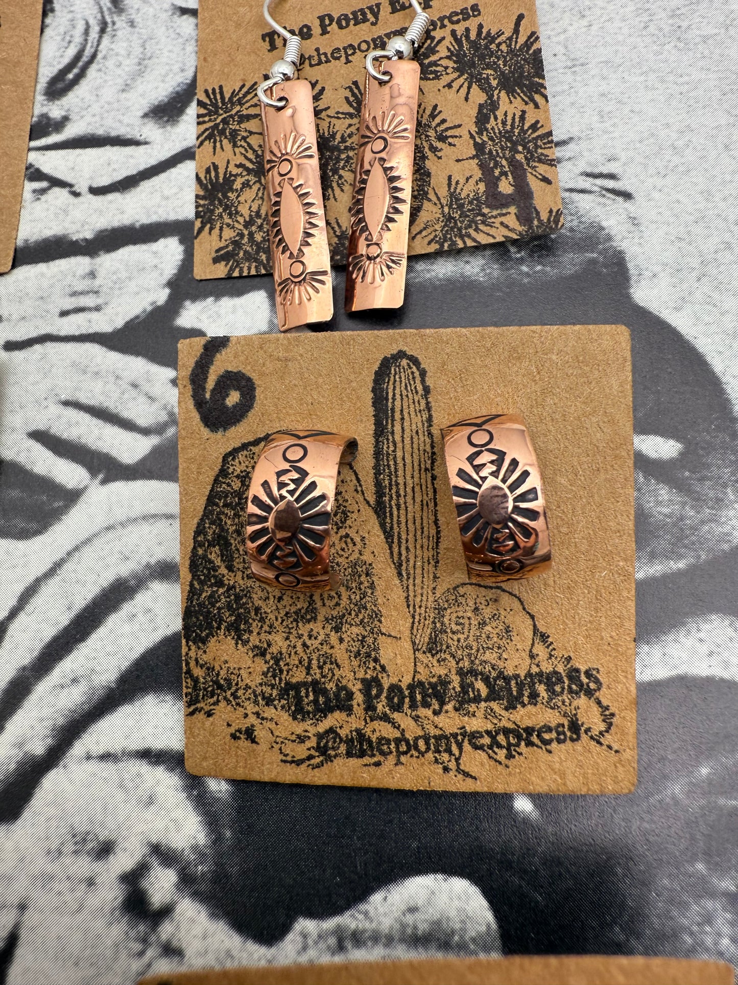 DOORBUSTER Stamped Copper Earrings and Huggies