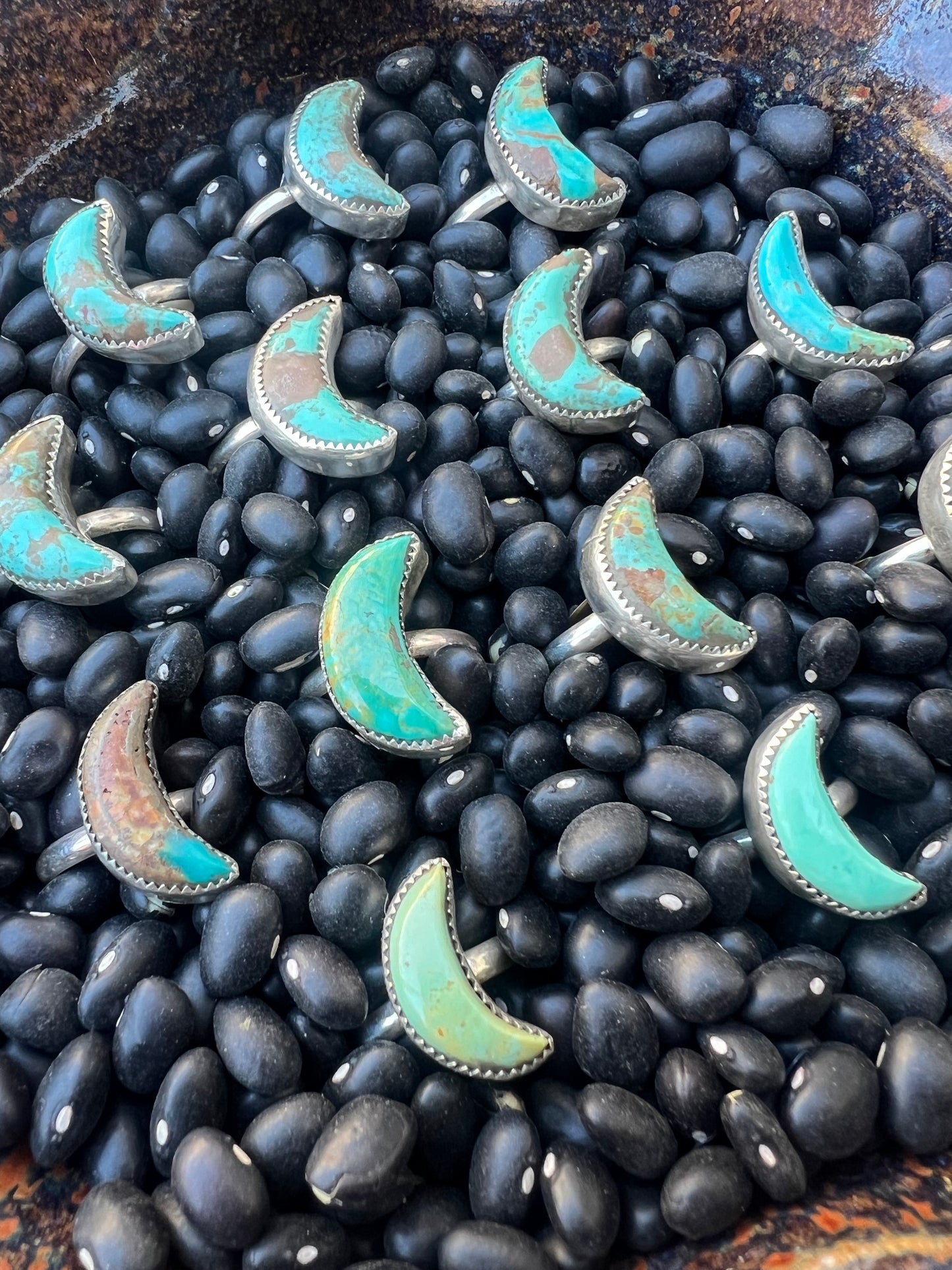 Turquoise Moon Rings