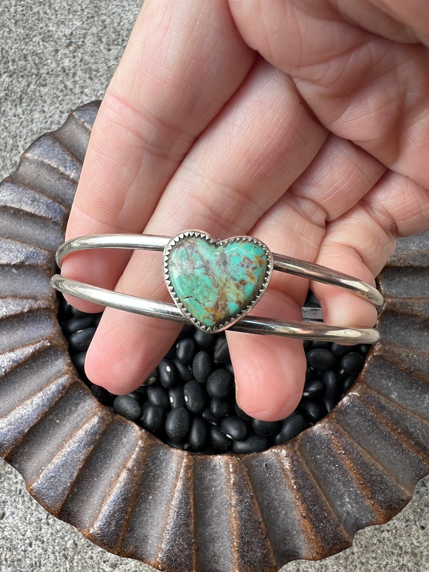 Turquoise Heart Cuff