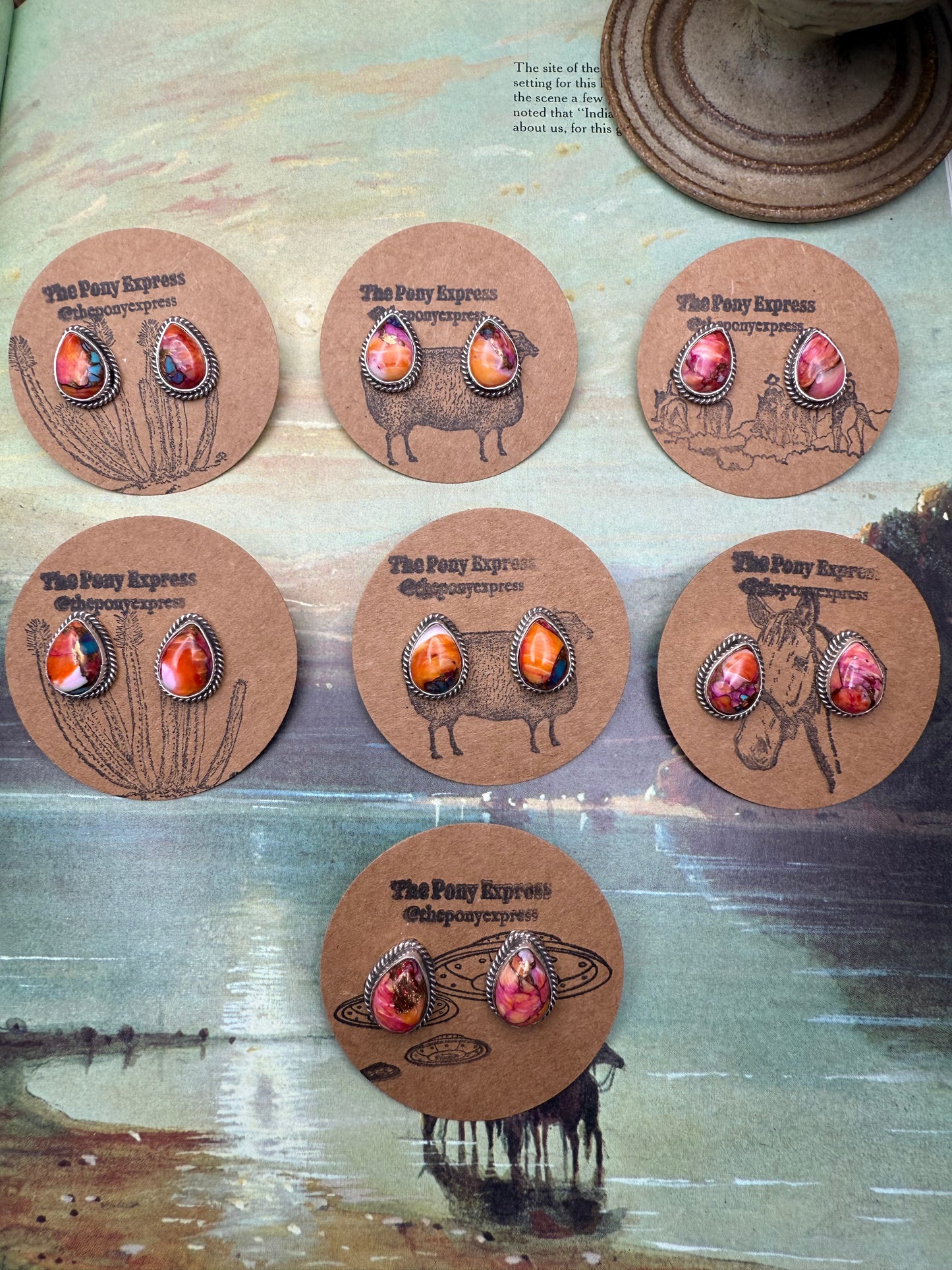 Orange Dahlia Stud Earrings