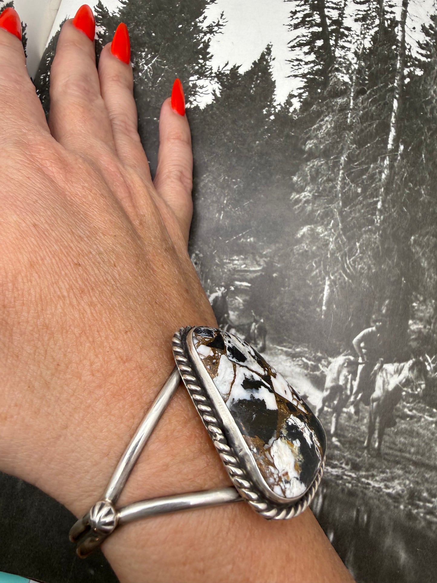 White Buffalo Bronze Cuff