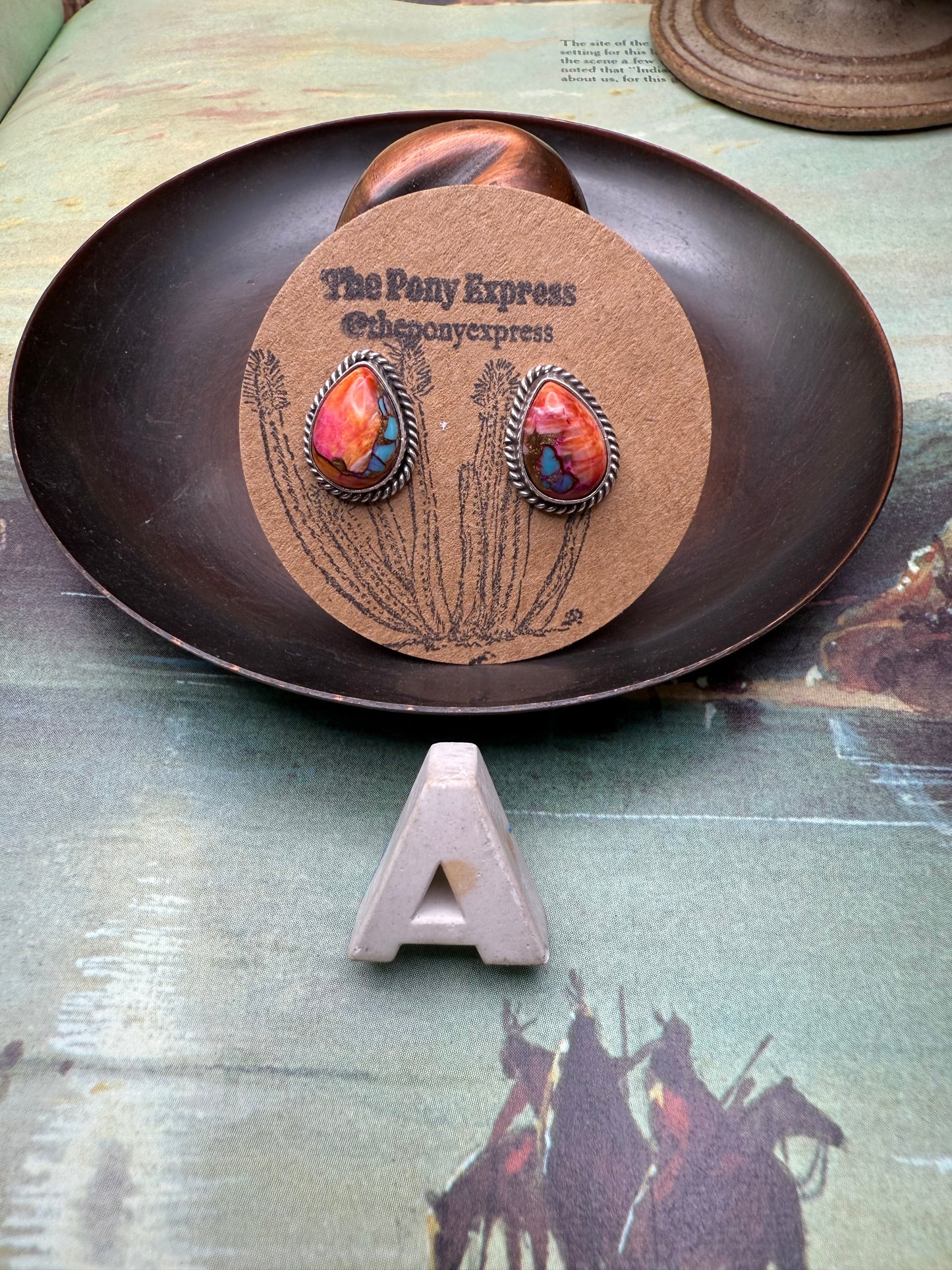 Orange Dahlia Stud Earrings