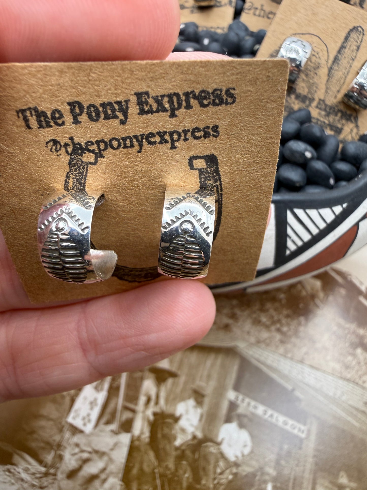 Hand Stamped Mini Hoops