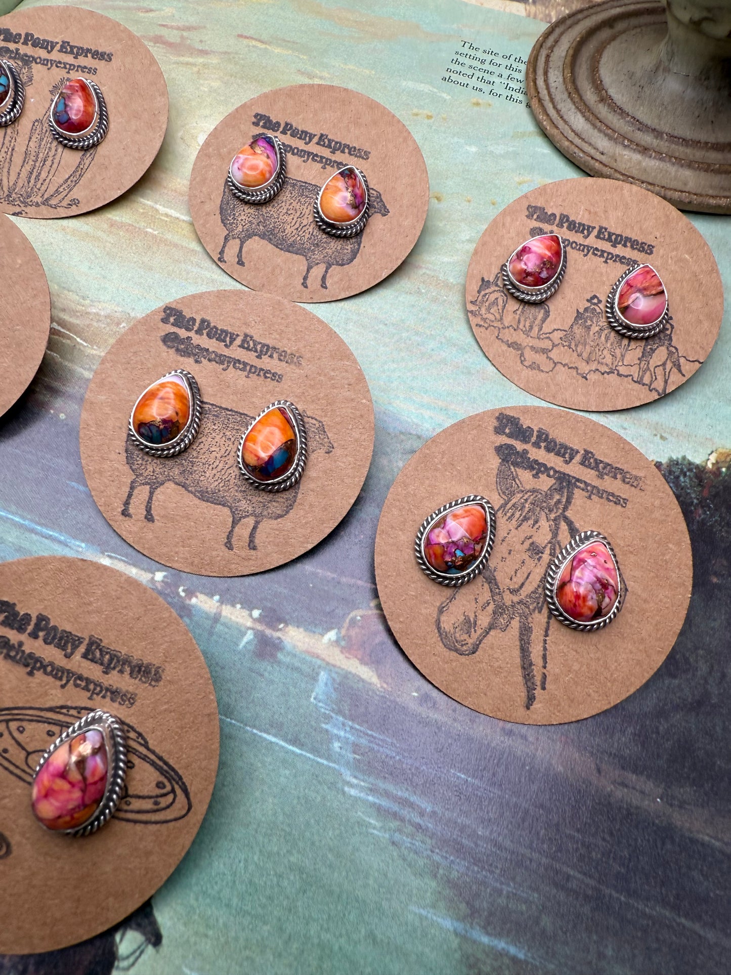 Orange Dahlia Stud Earrings