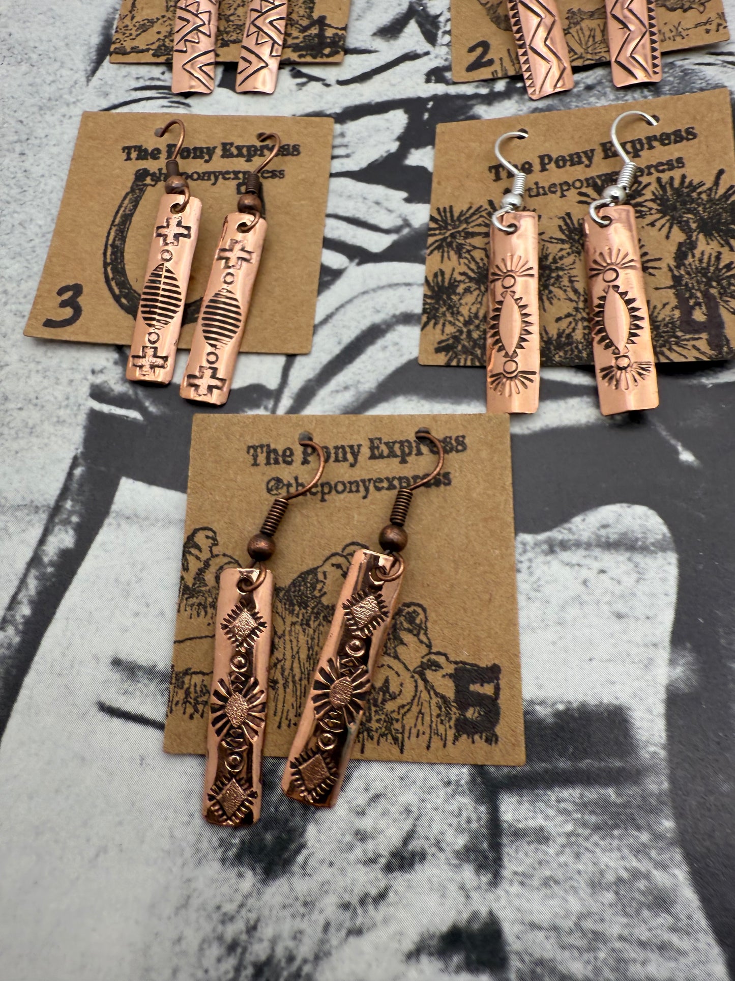 DOORBUSTER Stamped Copper Earrings and Huggies