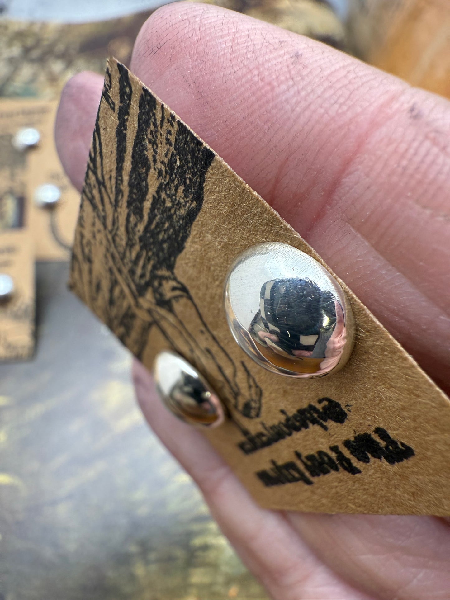 Half Dome Navajo Pearl Sterling Studs