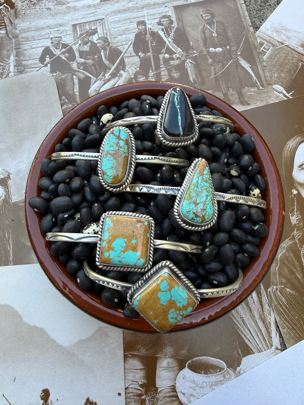 Turquoise Hand Stamped Cuff