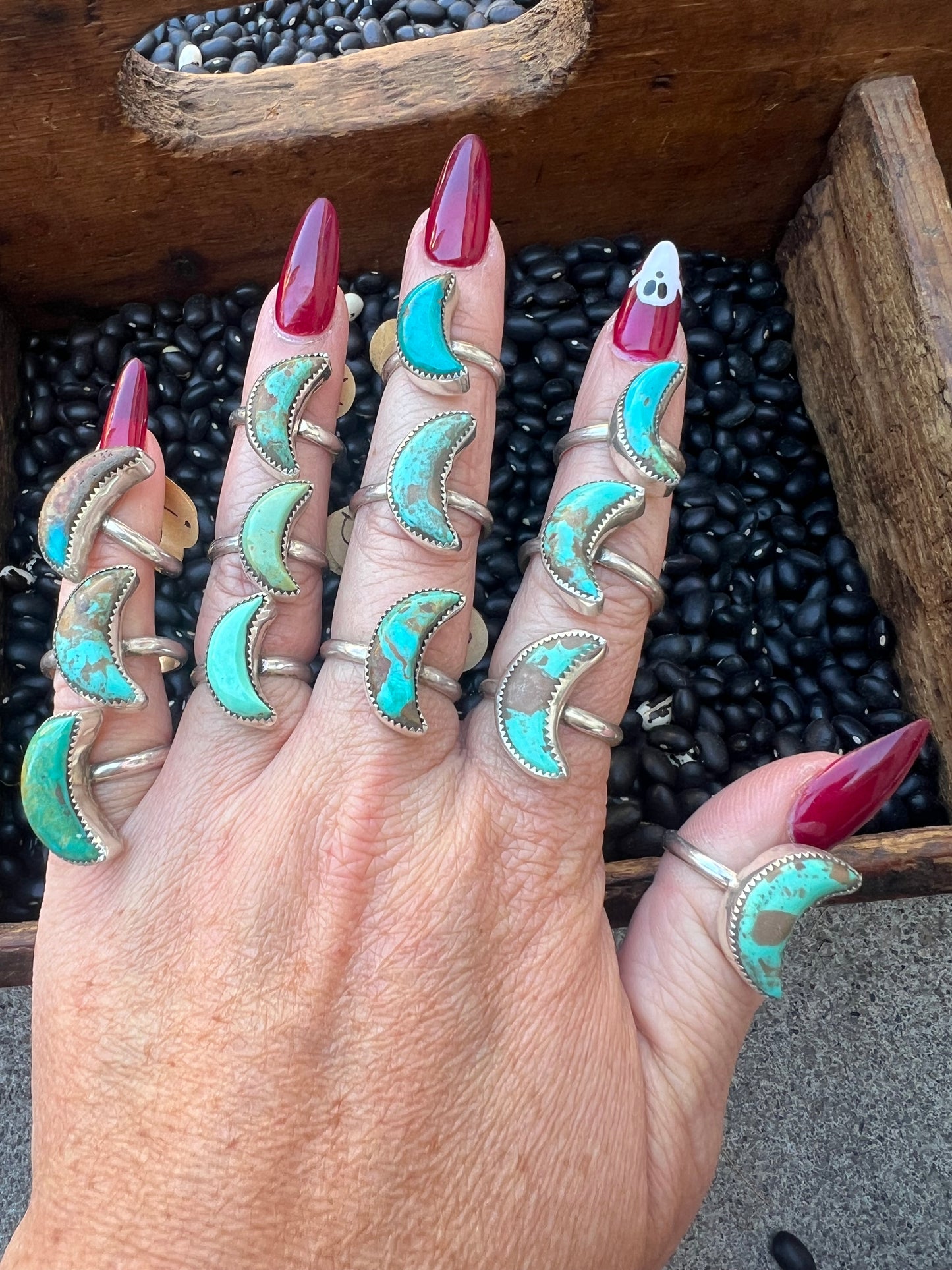 Turquoise Moon Rings