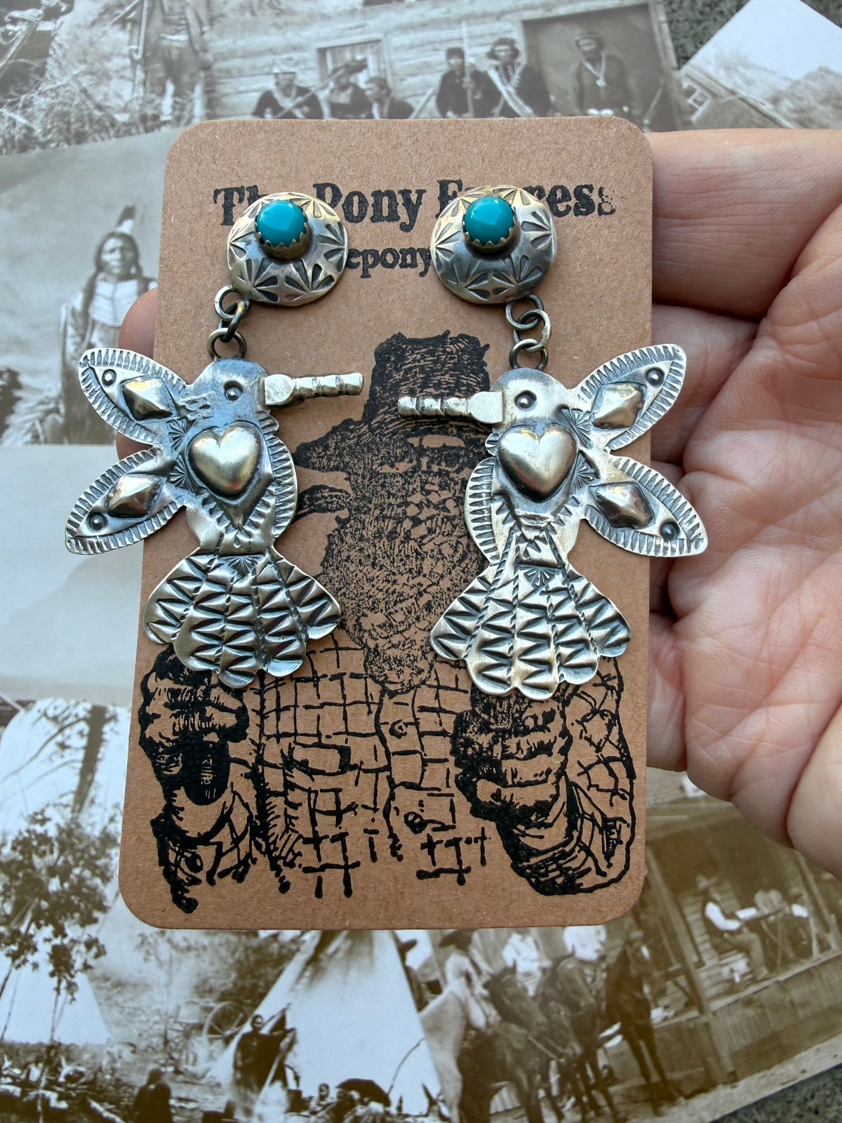Hummingbird Hand Stamped Earrings