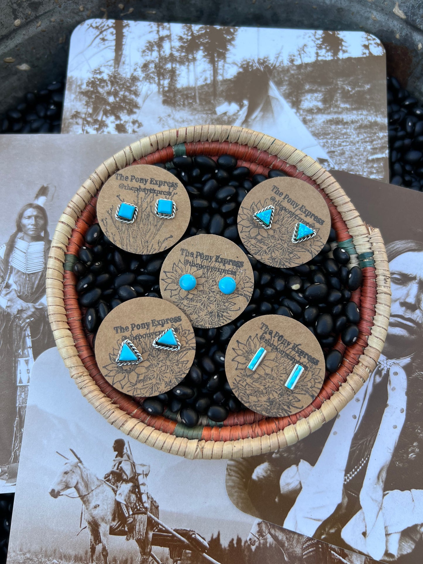 Small Turquoise Bar Studs