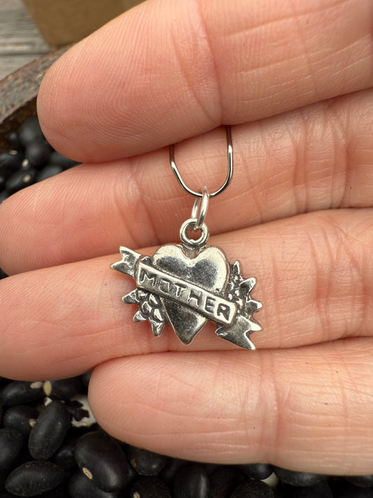 Heart w/ Mother Sterling Silver Charm