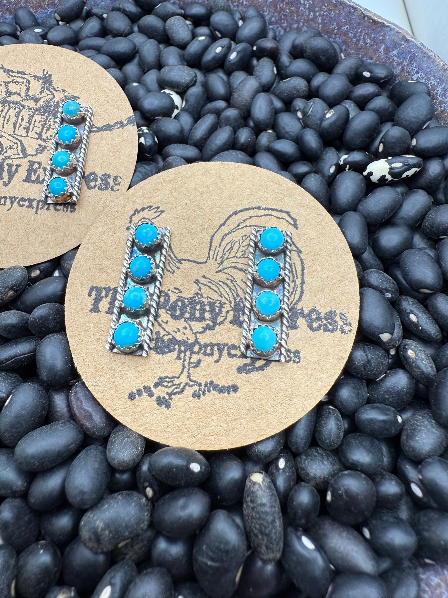 Four Stone Turquoise Bar Earrings