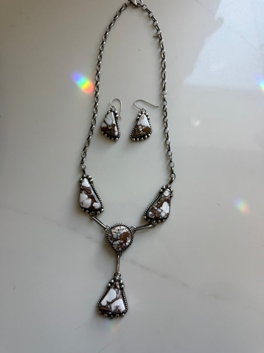 Wild horse Lariat Necklace & Earrings Set