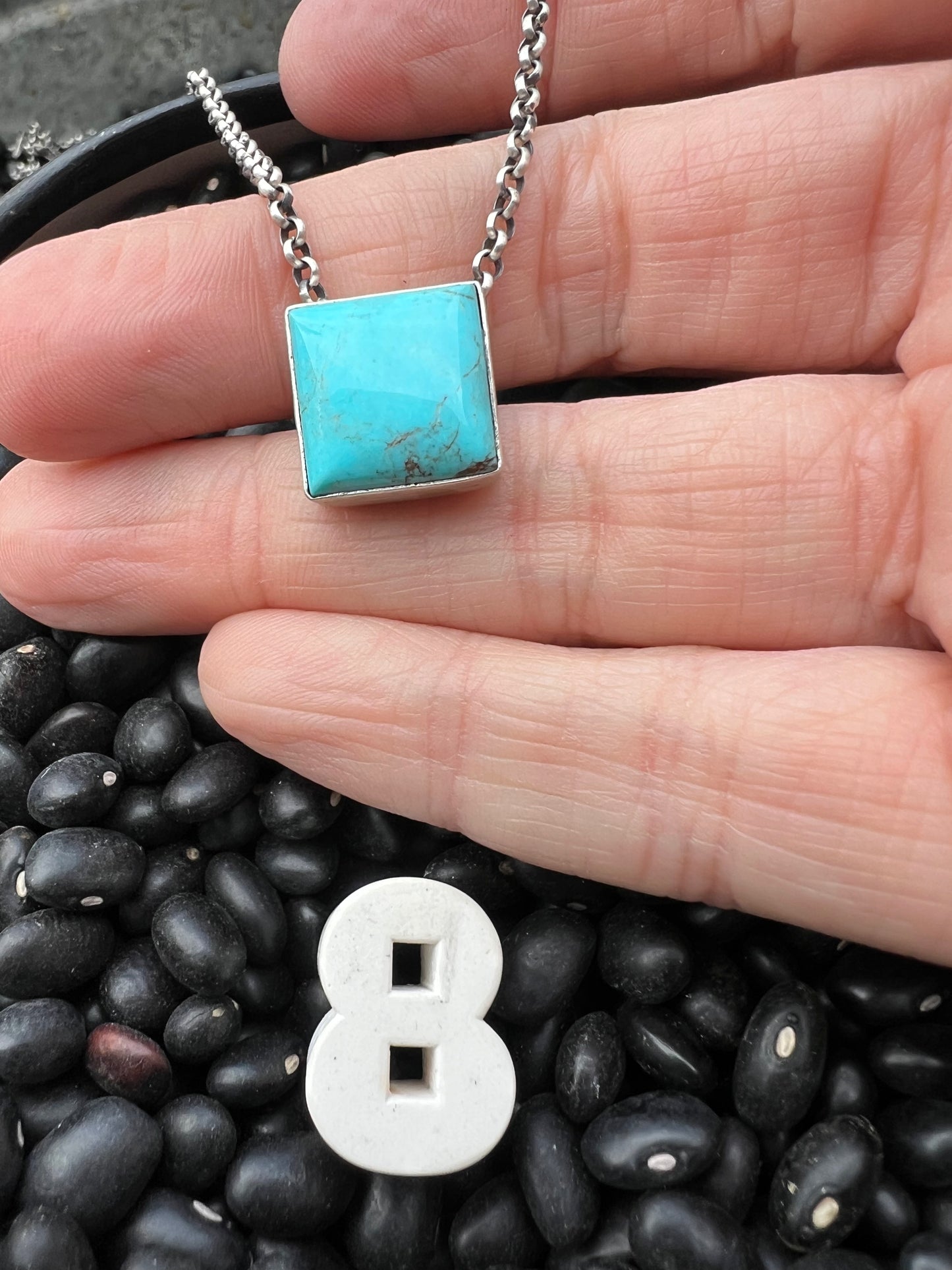 Kingman Turquoise Floating Square Necklace