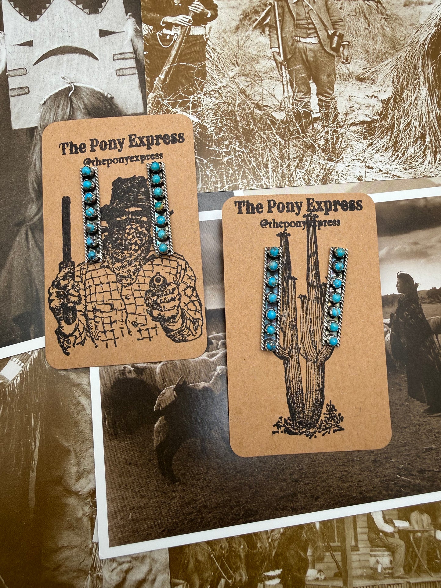 7 Turquoise Stone Bar Earrings