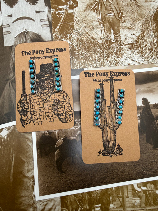 7 Turquoise Stone Bar Earrings