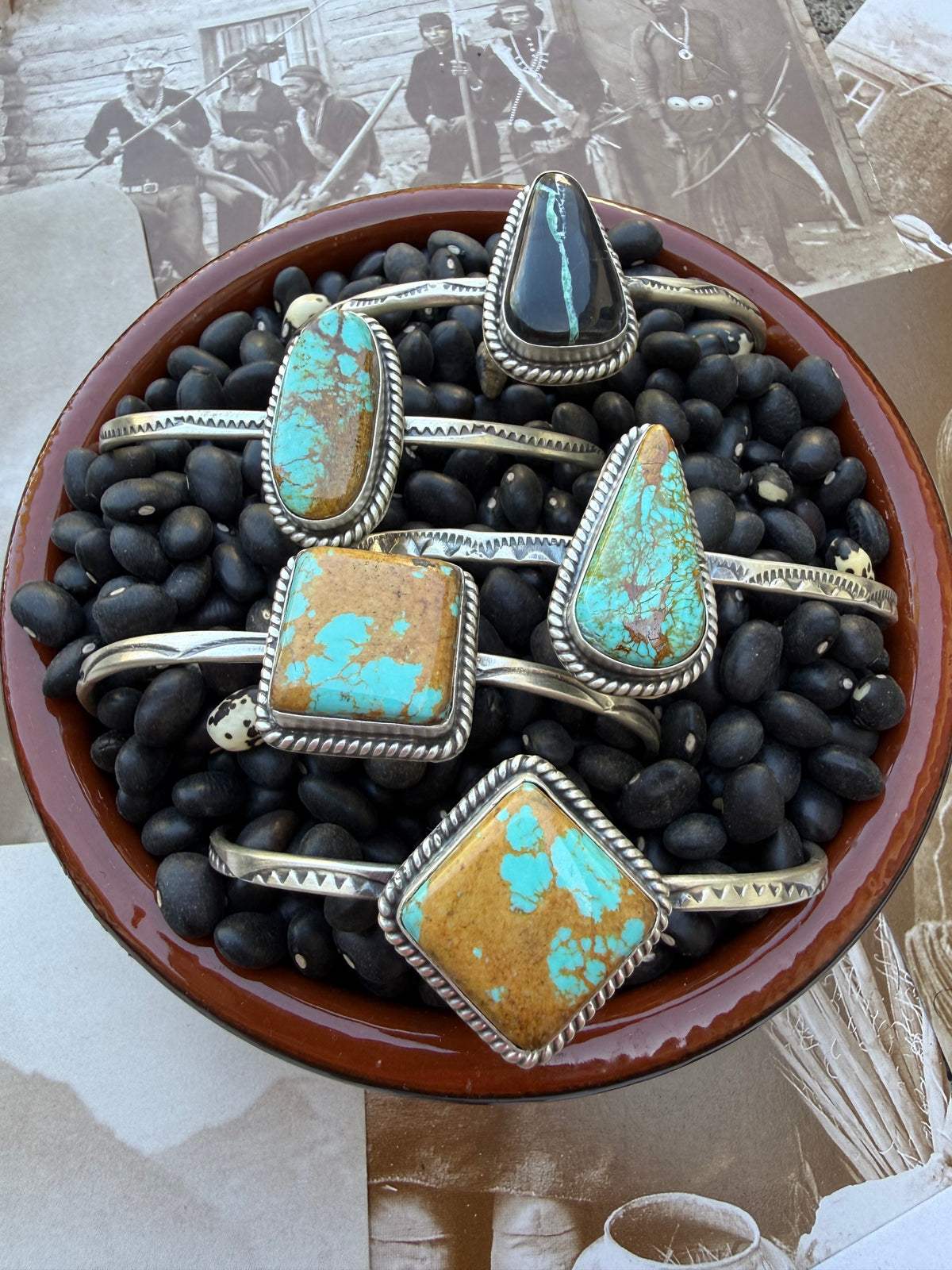 Turquoise Hand Stamped Cuff