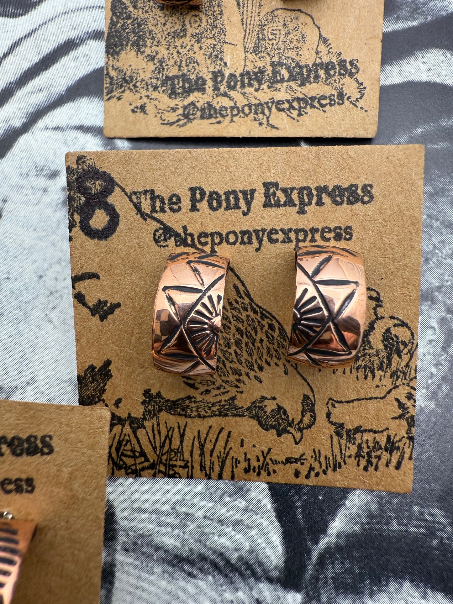 DOORBUSTER Stamped Copper Earrings and Huggies