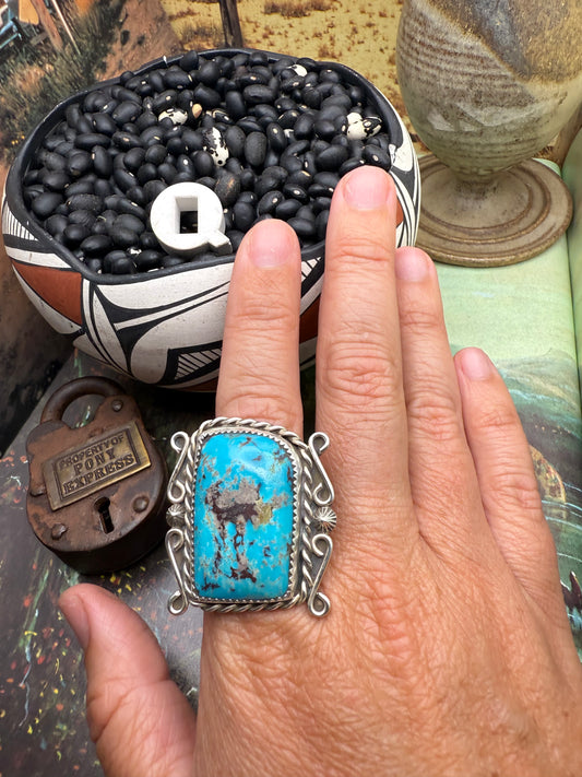 $99 Turquoise Statement Ring Q size 10