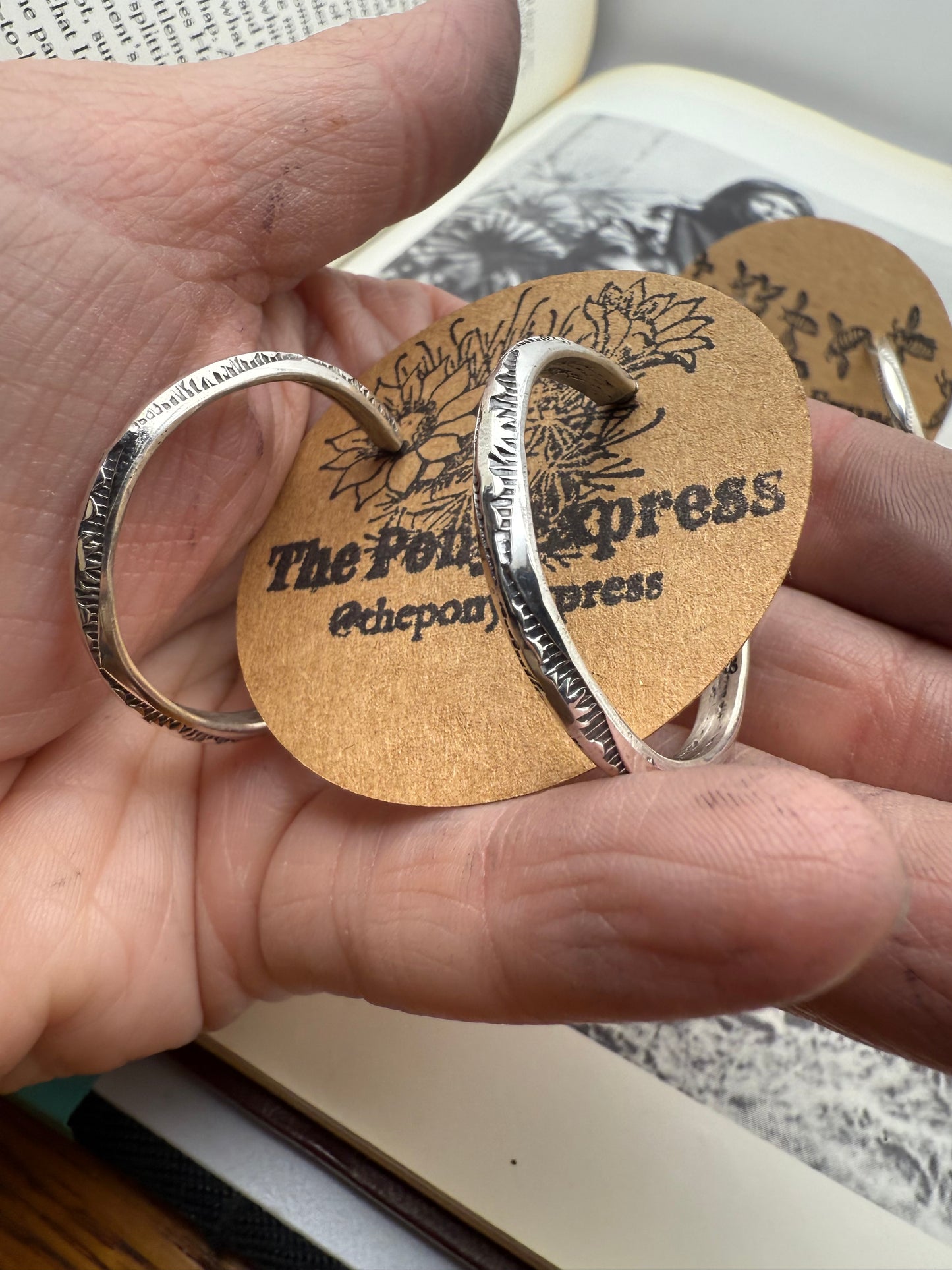 Native American Medium Hand stamped Hoops