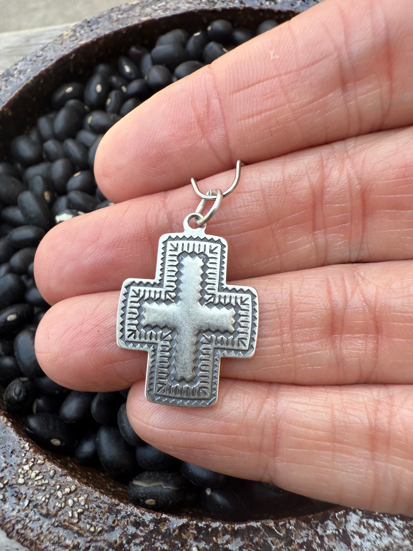 Southwestern Cross Sterling Silver Charm