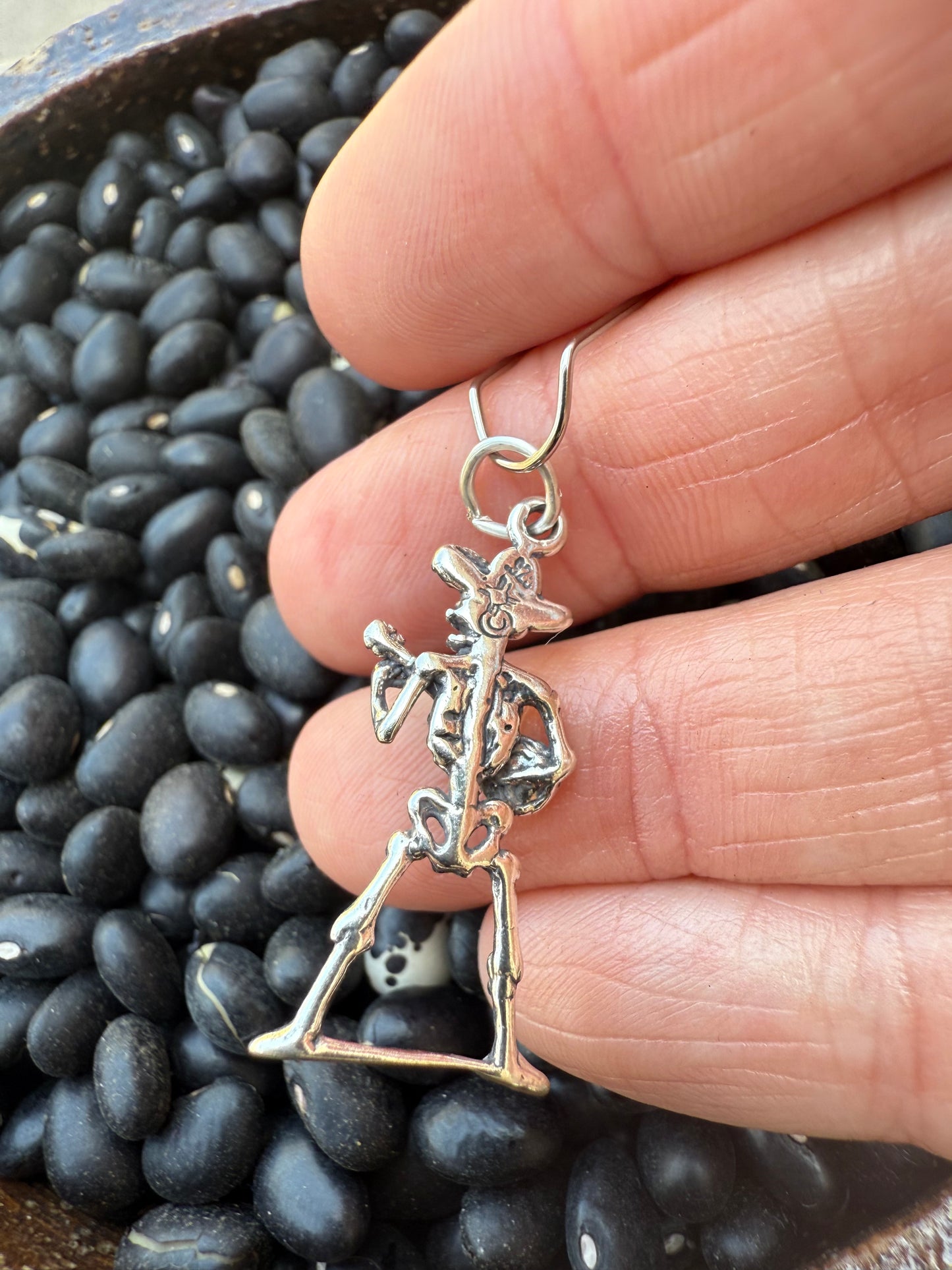 Skeleton w/ Guitar Sterling Silver Charm