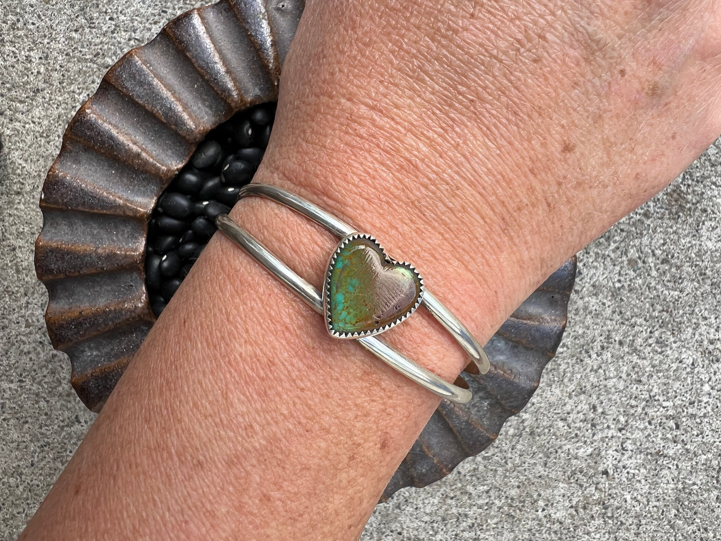 Turquoise Heart Cuff