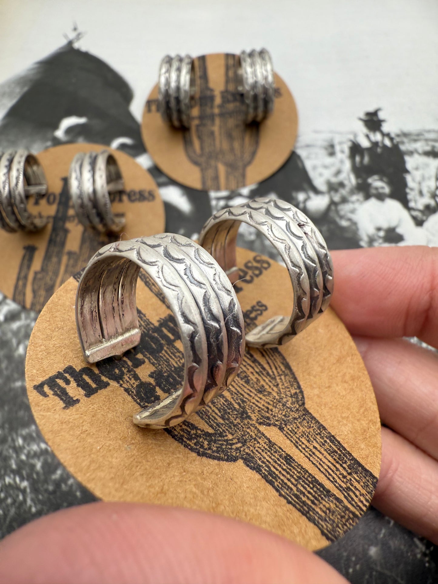 Triple Stamped Huggie Hoop