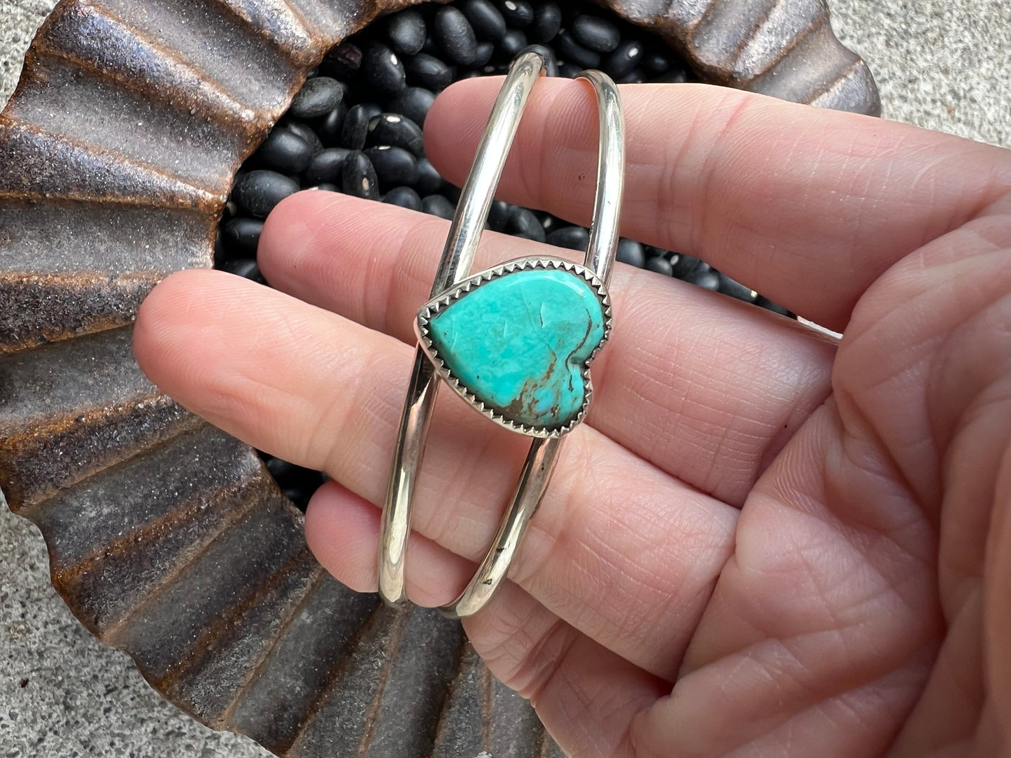 Turquoise Heart Cuff