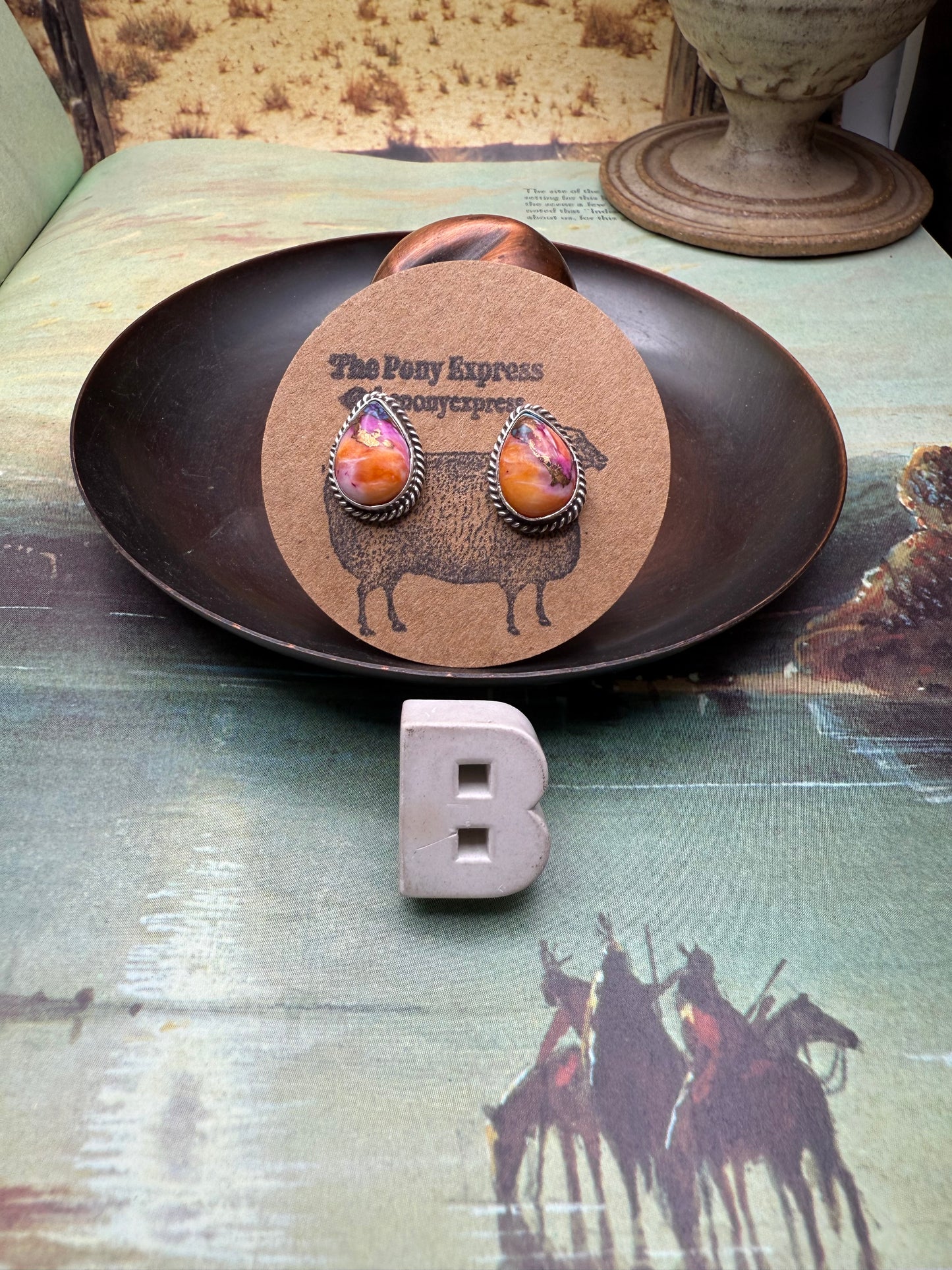 Orange Dahlia Stud Earrings