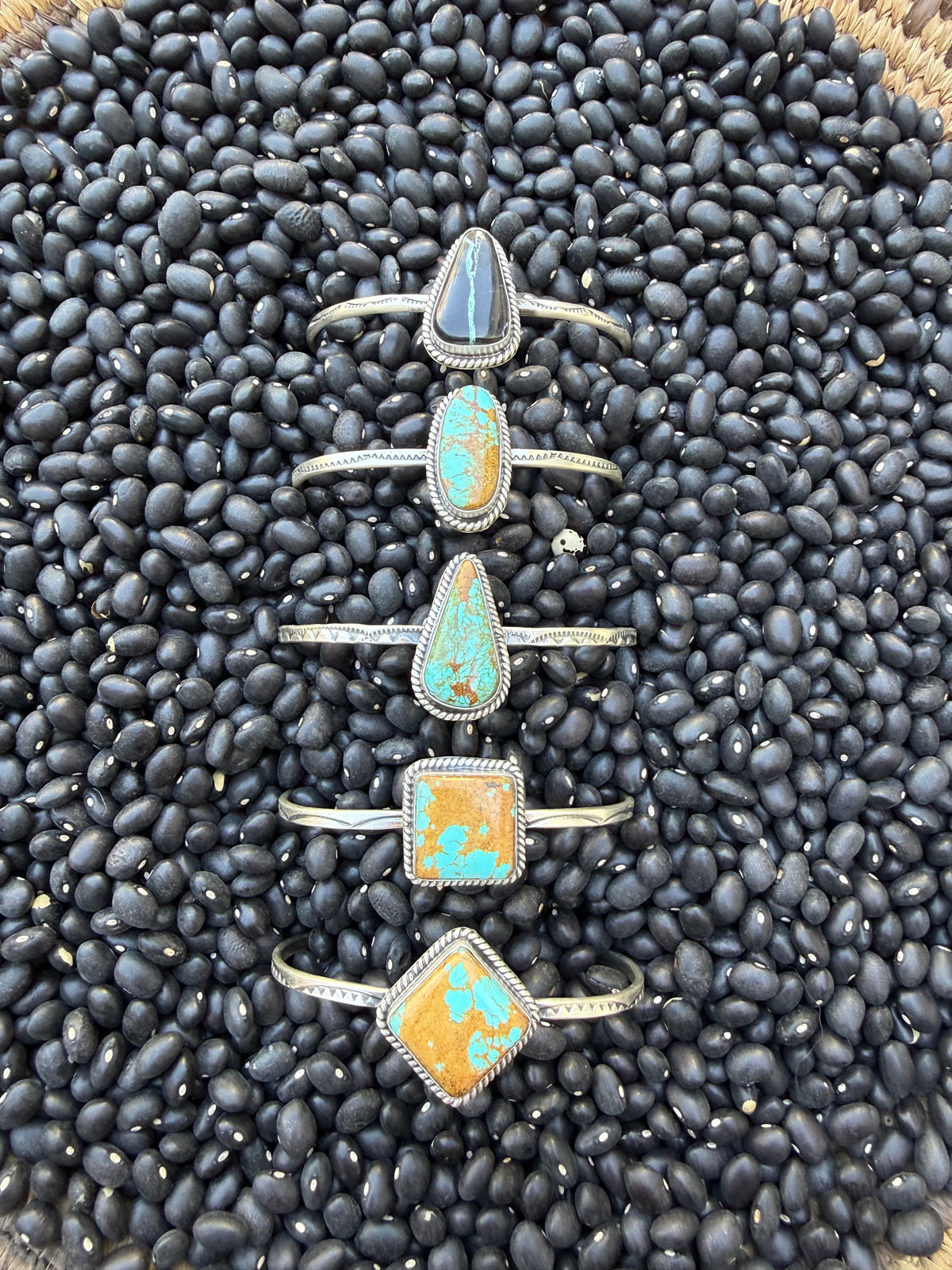 Turquoise Hand Stamped Cuff