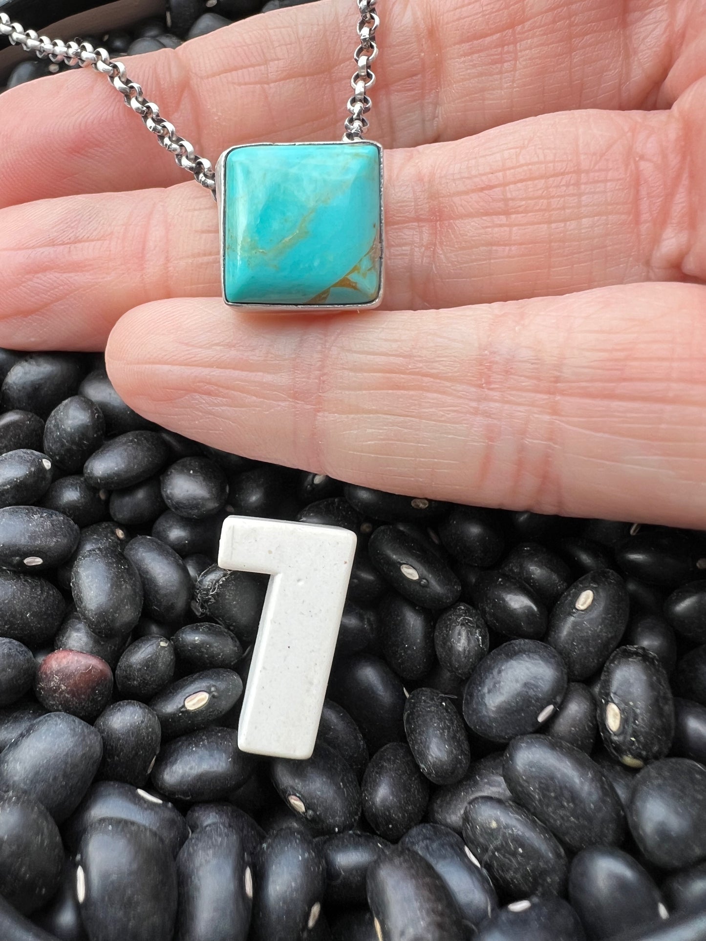 Kingman Turquoise Floating Square Necklace